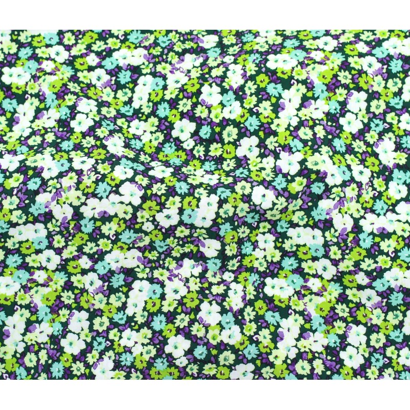 Ditsy Floral Viscose Voile-Lime
