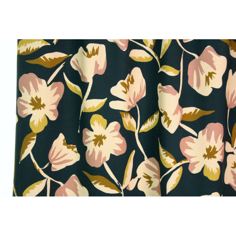 Atelier Jupe Petrol Green Floral Viscose Fine Fabric Canada